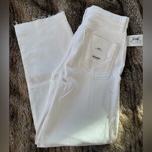 NWT Hudson Remi High Rise Straight Ankle Raw Hem White Denim Jeans